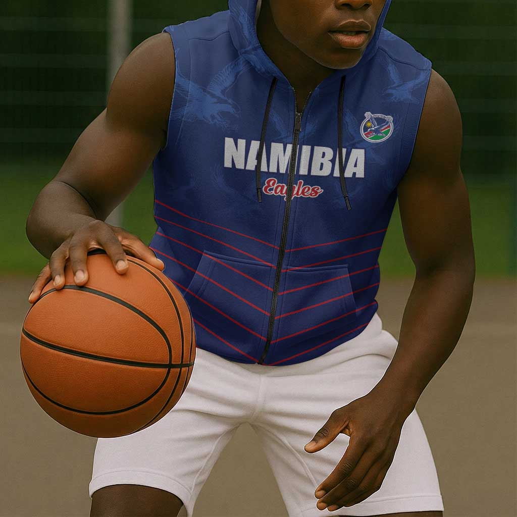 Custom Namibia Cricket Sleeveless Zip Hoodie Go Champions - African Pride