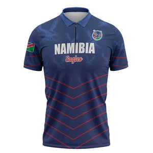 Custom Namibia Cricket Zipper Polo Shirt Go Eagles Go