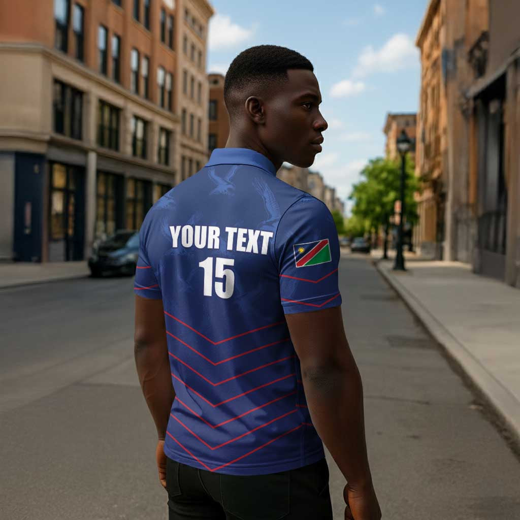 Custom Namibia Cricket Zipper Polo Shirt Go Eagles Go