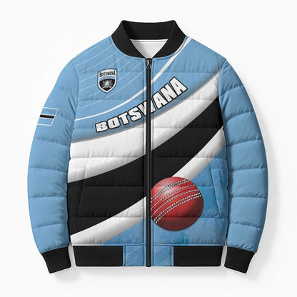 Custom Botswana Cricket Bomber Puffer Jacket Go Baggy Blues
