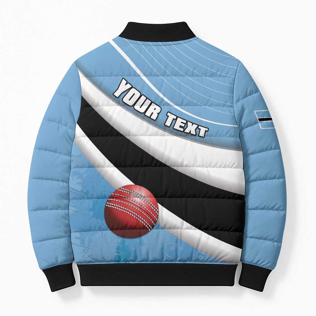 Custom Botswana Cricket Bomber Puffer Jacket Go Baggy Blues