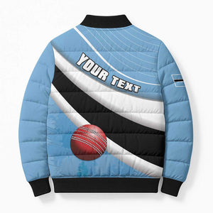 Custom Botswana Cricket Bomber Puffer Jacket Go Baggy Blues