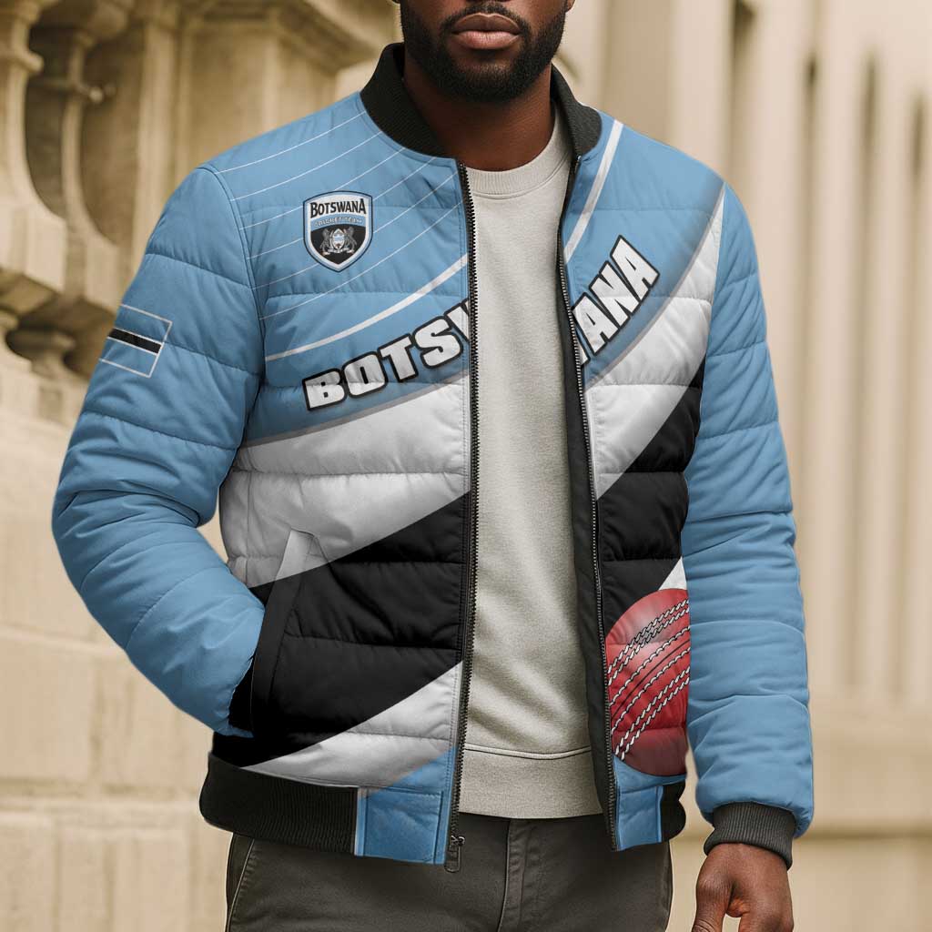 Custom Botswana Cricket Bomber Puffer Jacket Go Baggy Blues