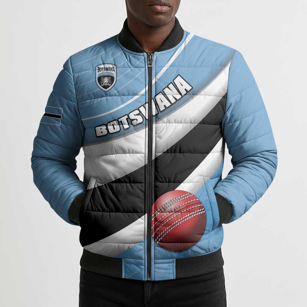 Custom Botswana Cricket Bomber Puffer Jacket Go Baggy Blues