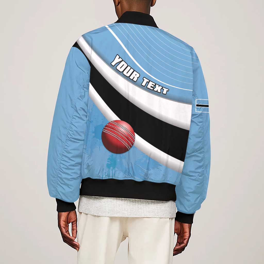 Custom Botswana Cricket Sleeve Zip Bomber Jacket Go Champions Baggy Blues - African Pride