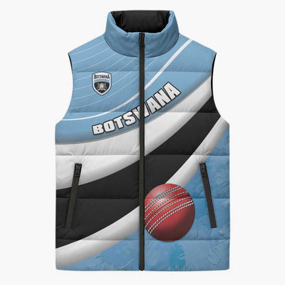 Custom Botswana Cricket Sleeveless Puffer Jacket Go Baggy Blues