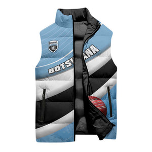 Custom Botswana Cricket Sleeveless Puffer Jacket Go Baggy Blues