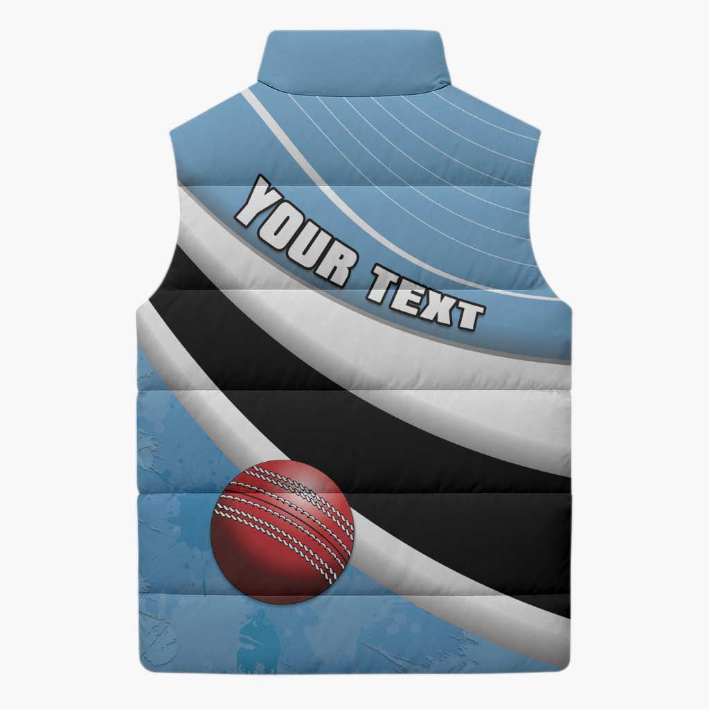 Custom Botswana Cricket Sleeveless Puffer Jacket Go Baggy Blues