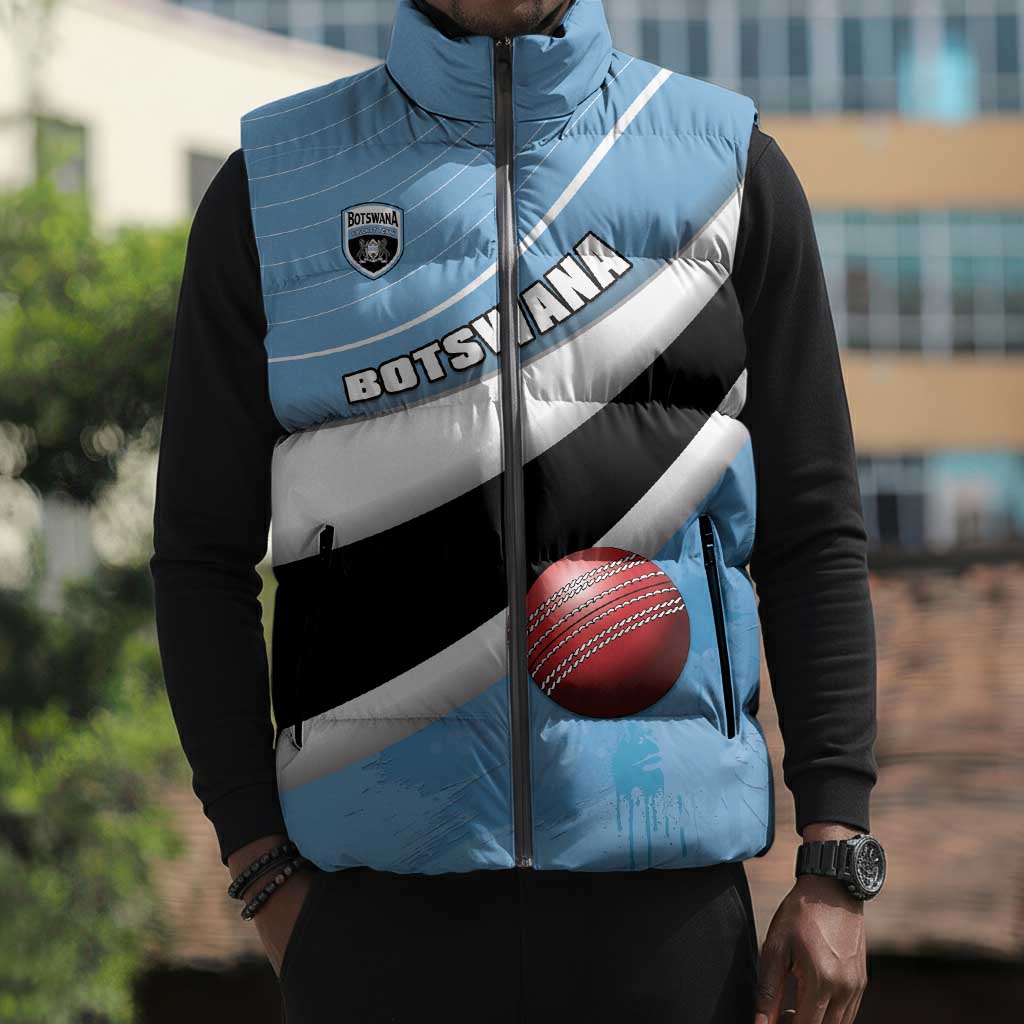 Custom Botswana Cricket Sleeveless Puffer Jacket Go Baggy Blues