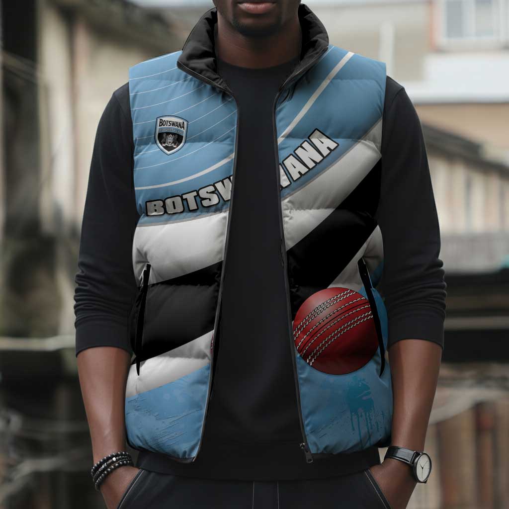Custom Botswana Cricket Sleeveless Puffer Jacket Go Baggy Blues