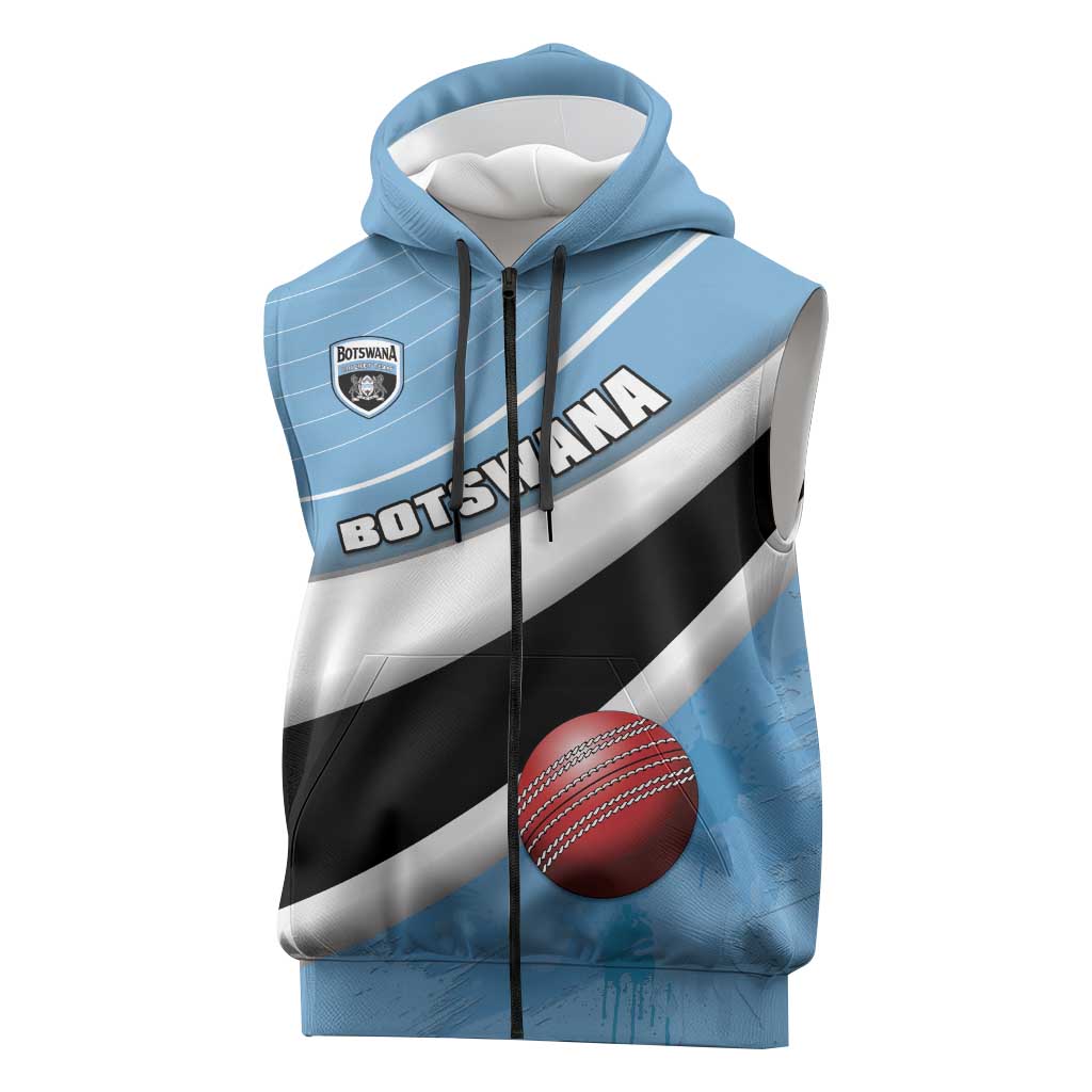 Custom Botswana Cricket Sleeveless Zip Hoodie Go Champions Baggy Blues - African Pride