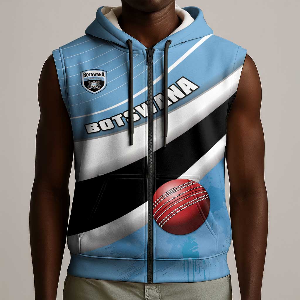 Custom Botswana Cricket Sleeveless Zip Hoodie Go Champions Baggy Blues - African Pride