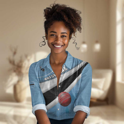 Custom Botswana Cricket Women Casual Shirt Go Champions Baggy Blues - African Pride