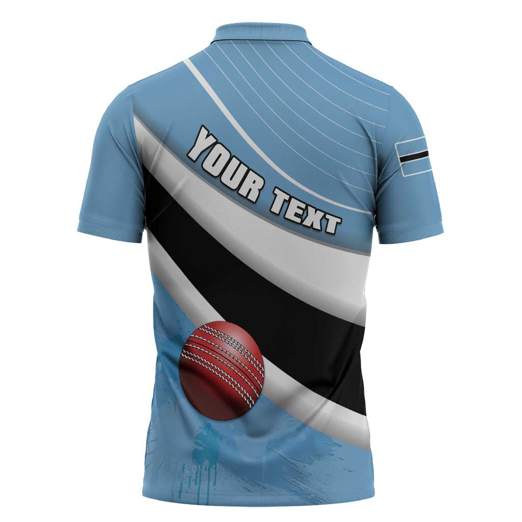 Custom Botswana Cricket Zipper Polo Shirt Go Baggy Blues