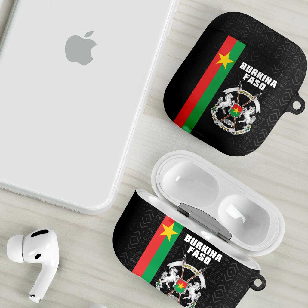 Burkina Faso Striped AirPods Case African Mud Cloth Pattern - Black