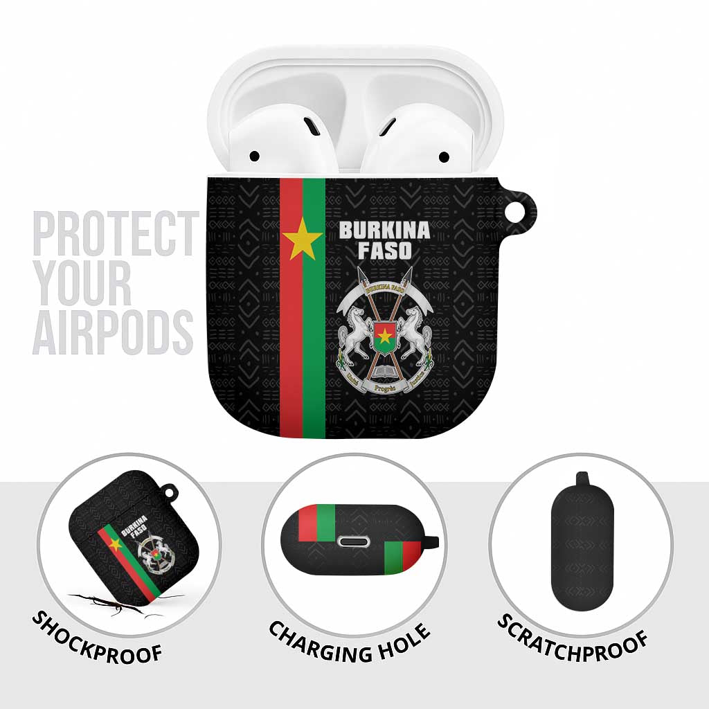 Burkina Faso Striped AirPods Case African Mud Cloth Pattern - Black
