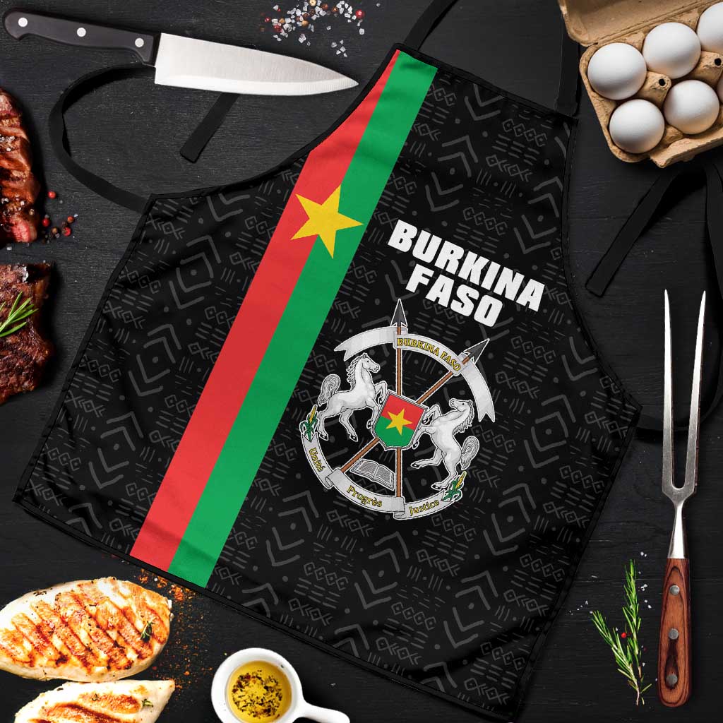 Burkina Faso Striped Apron African Mud Cloth Pattern - Black