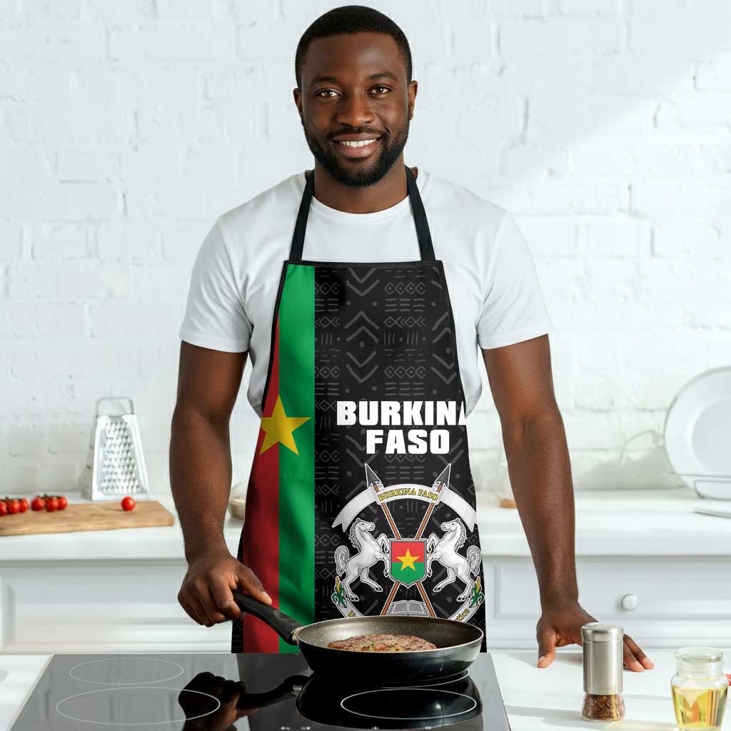 Burkina Faso Striped Apron African Mud Cloth Pattern - Black