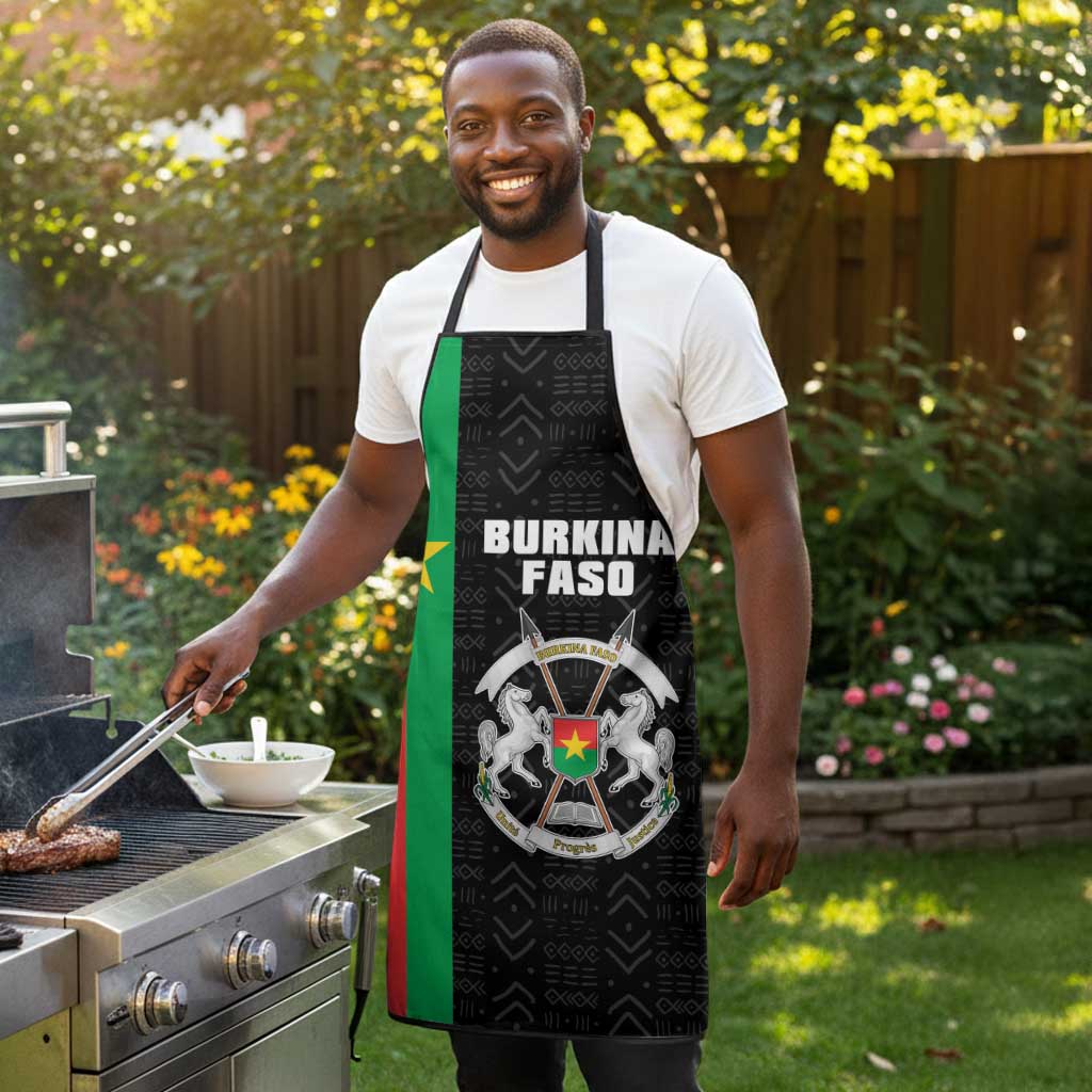 Burkina Faso Striped Apron African Mud Cloth Pattern - Black