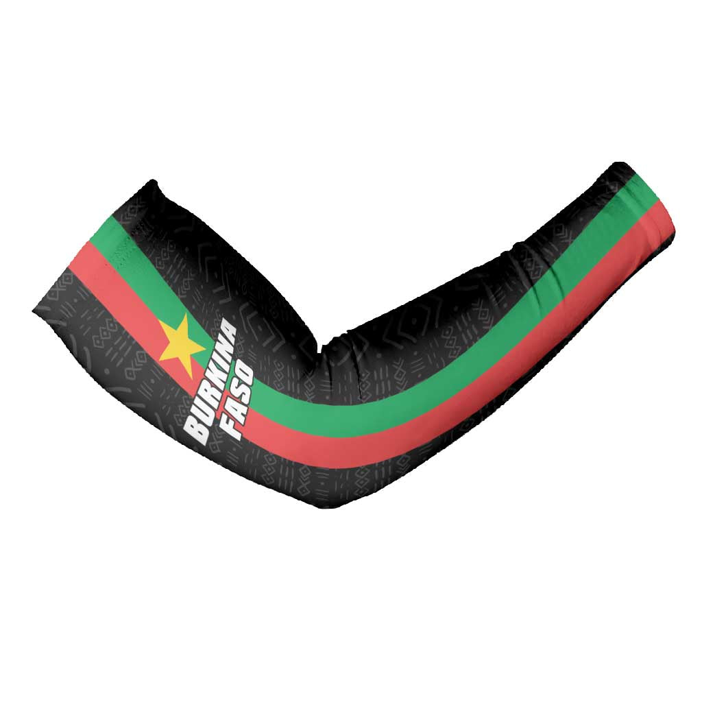 Personalized Burkina Faso Striped Arm Sleeves African Mud Cloth Pattern - Black