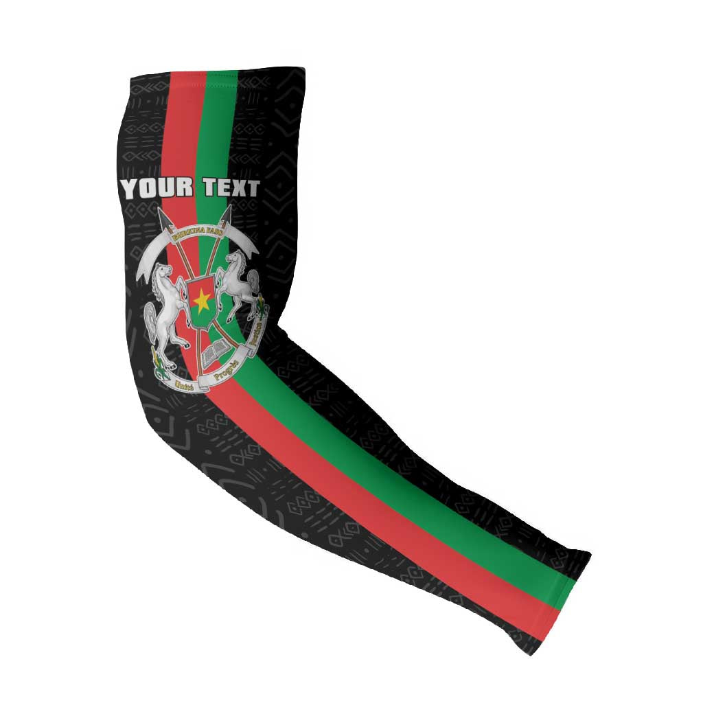 Personalized Burkina Faso Striped Arm Sleeves African Mud Cloth Pattern - Black