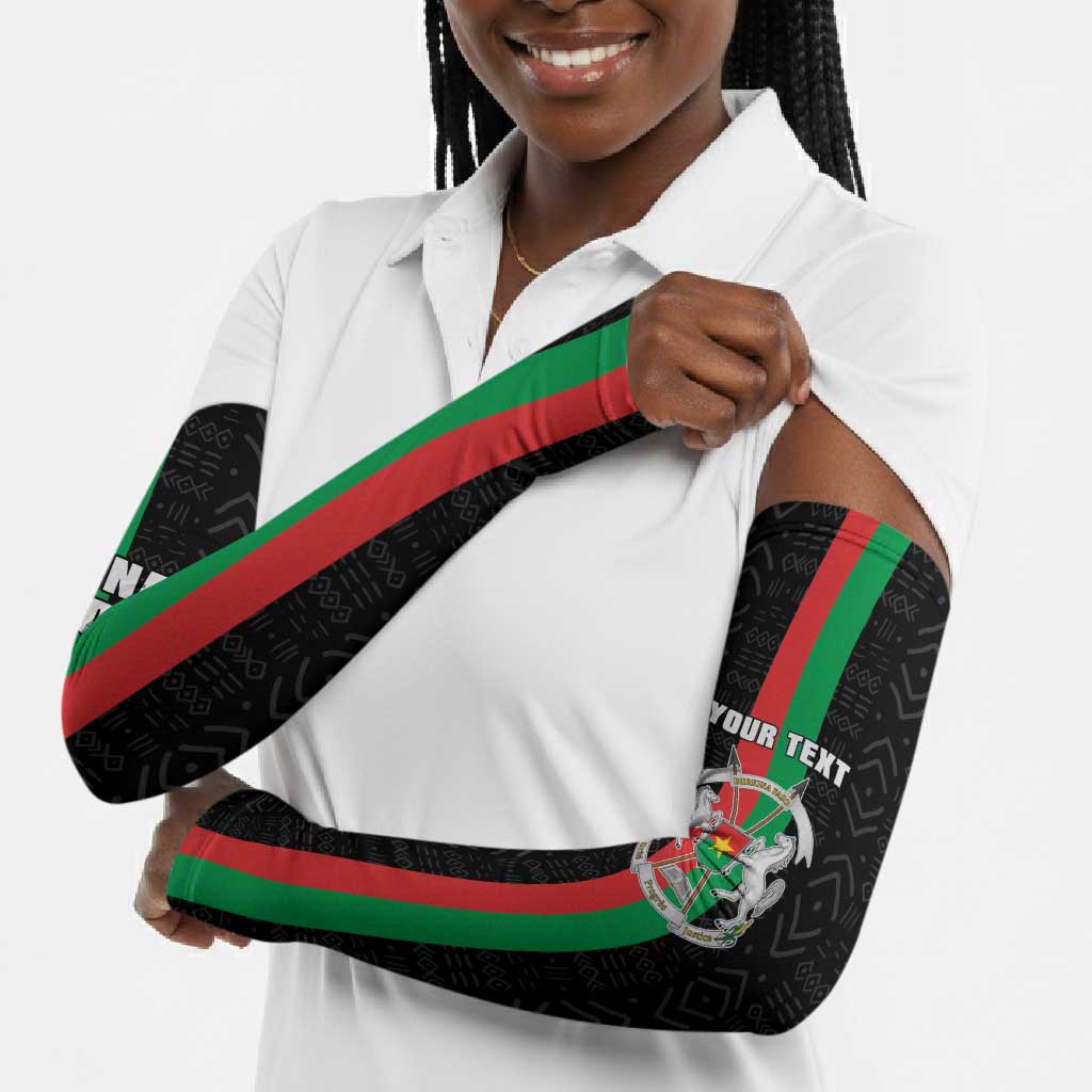 Personalized Burkina Faso Striped Arm Sleeves African Mud Cloth Pattern - Black