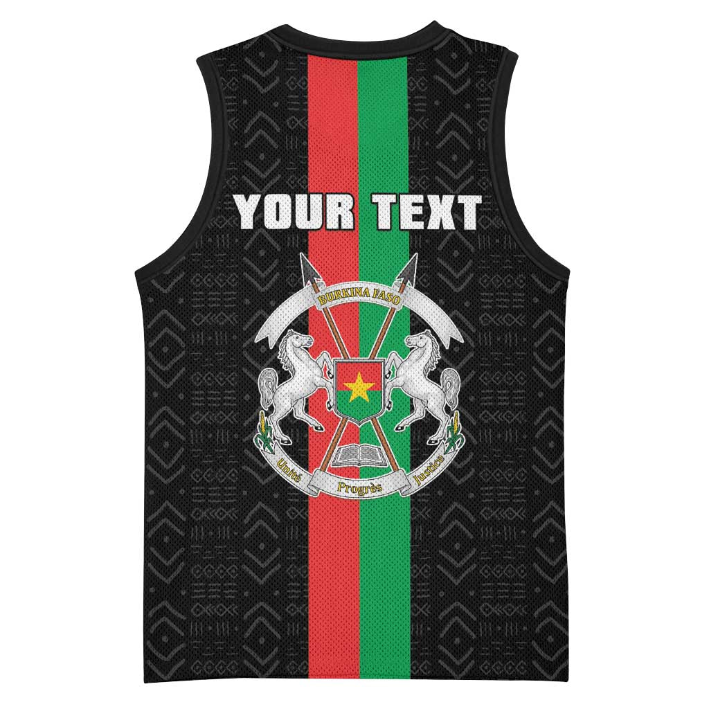 Personalized Burkina Faso Basketball Jersey Striped Black - Bogolan Pattern LT15