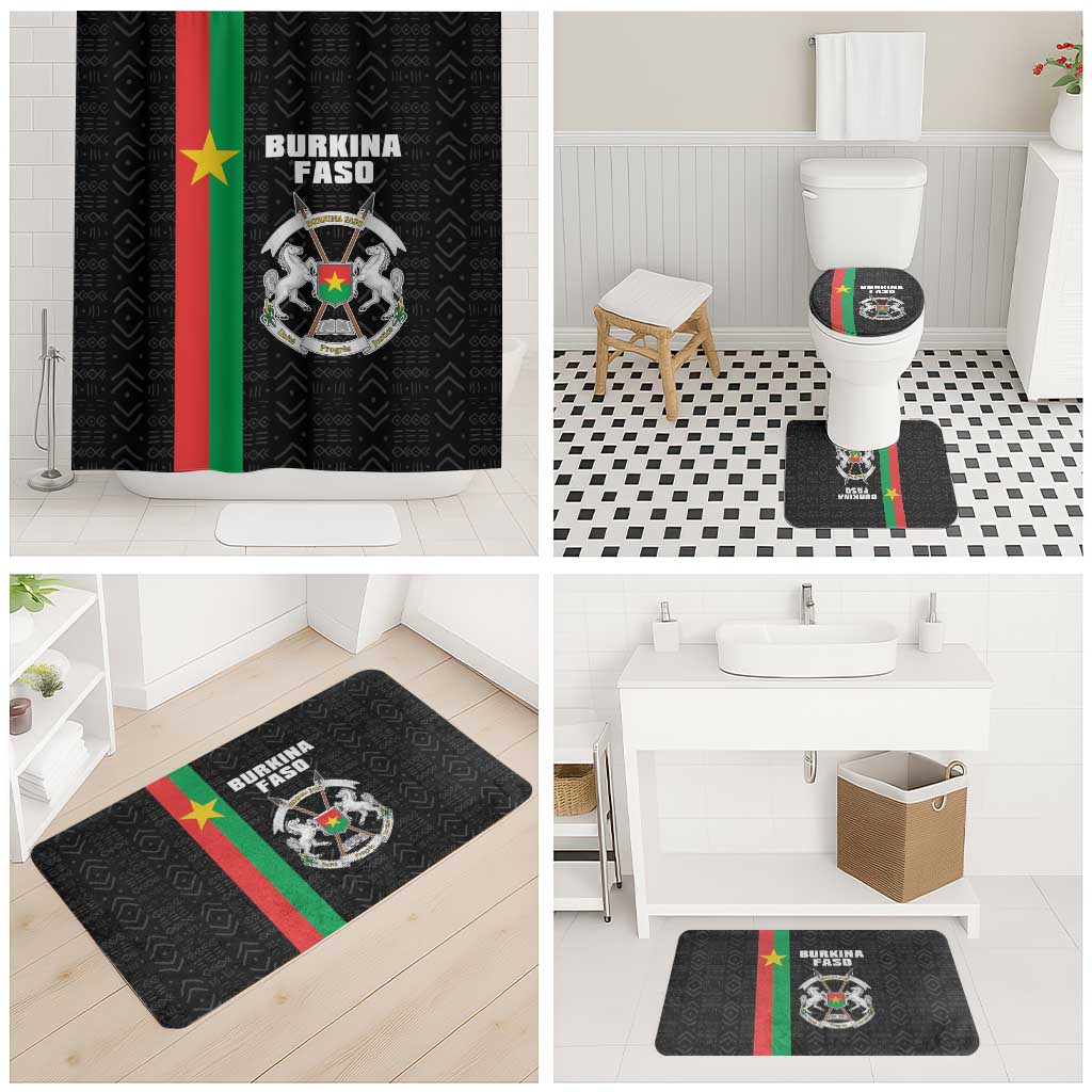 Burkina Faso Striped Bathroom Set African Mud Cloth Pattern - Black