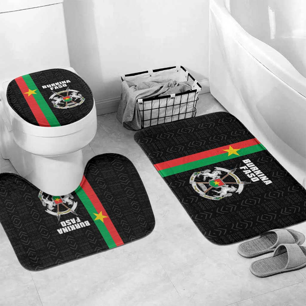 Burkina Faso Striped Bathroom Set African Mud Cloth Pattern - Black