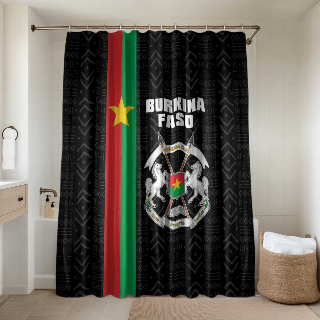 Burkina Faso Striped Bathroom Set African Mud Cloth Pattern - Black