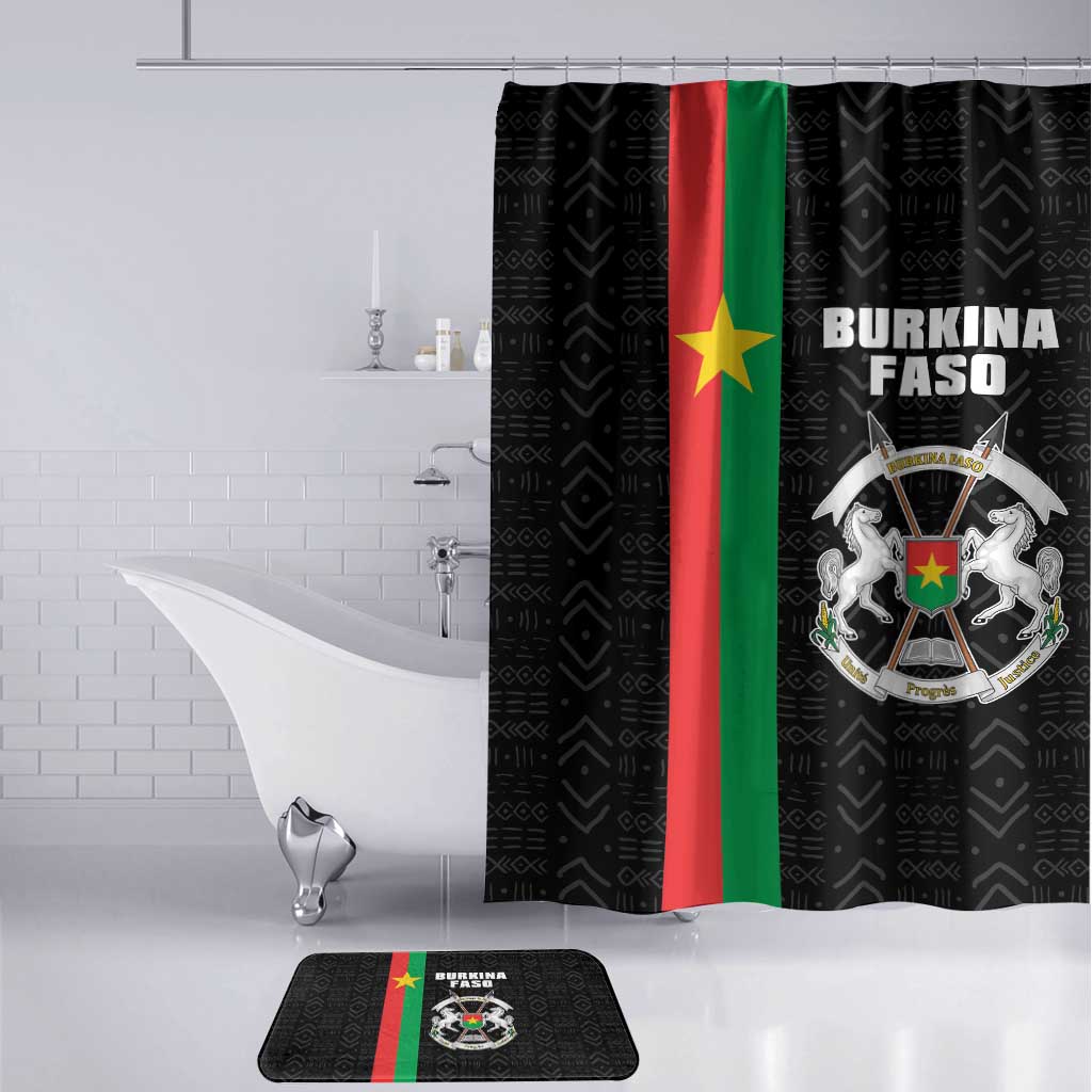 Burkina Faso Striped Bathroom Set African Mud Cloth Pattern - Black