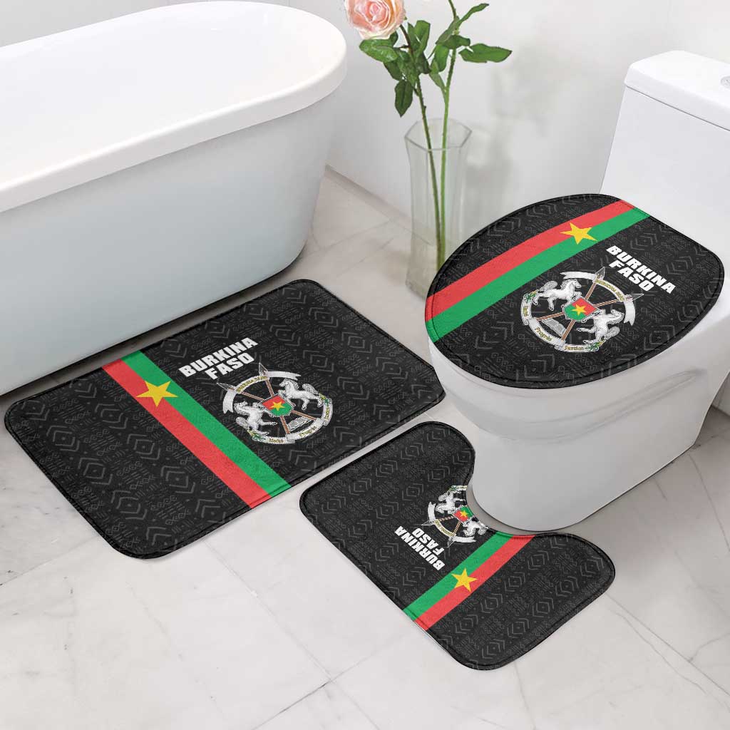 Burkina Faso Striped Bathroom Set African Mud Cloth Pattern - Black