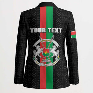 Personalized Burkina Faso Striped Blazer African Mud Cloth Pattern - Black