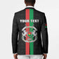 Personalized Burkina Faso Striped Blazer African Mud Cloth Pattern - Black