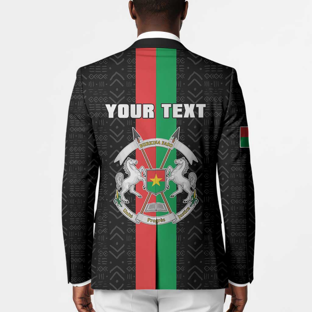 Personalized Burkina Faso Striped Blazer African Mud Cloth Pattern - Black