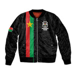 Personalized Burkina Faso Bomber Jacket Striped Black - Bogolan Pattern - African Pride