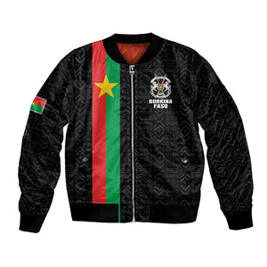 Personalized Burkina Faso Bomber Jacket Striped Black - Bogolan Pattern - African Pride