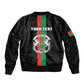 Personalized Burkina Faso Bomber Jacket Striped Black - Bogolan Pattern - African Pride