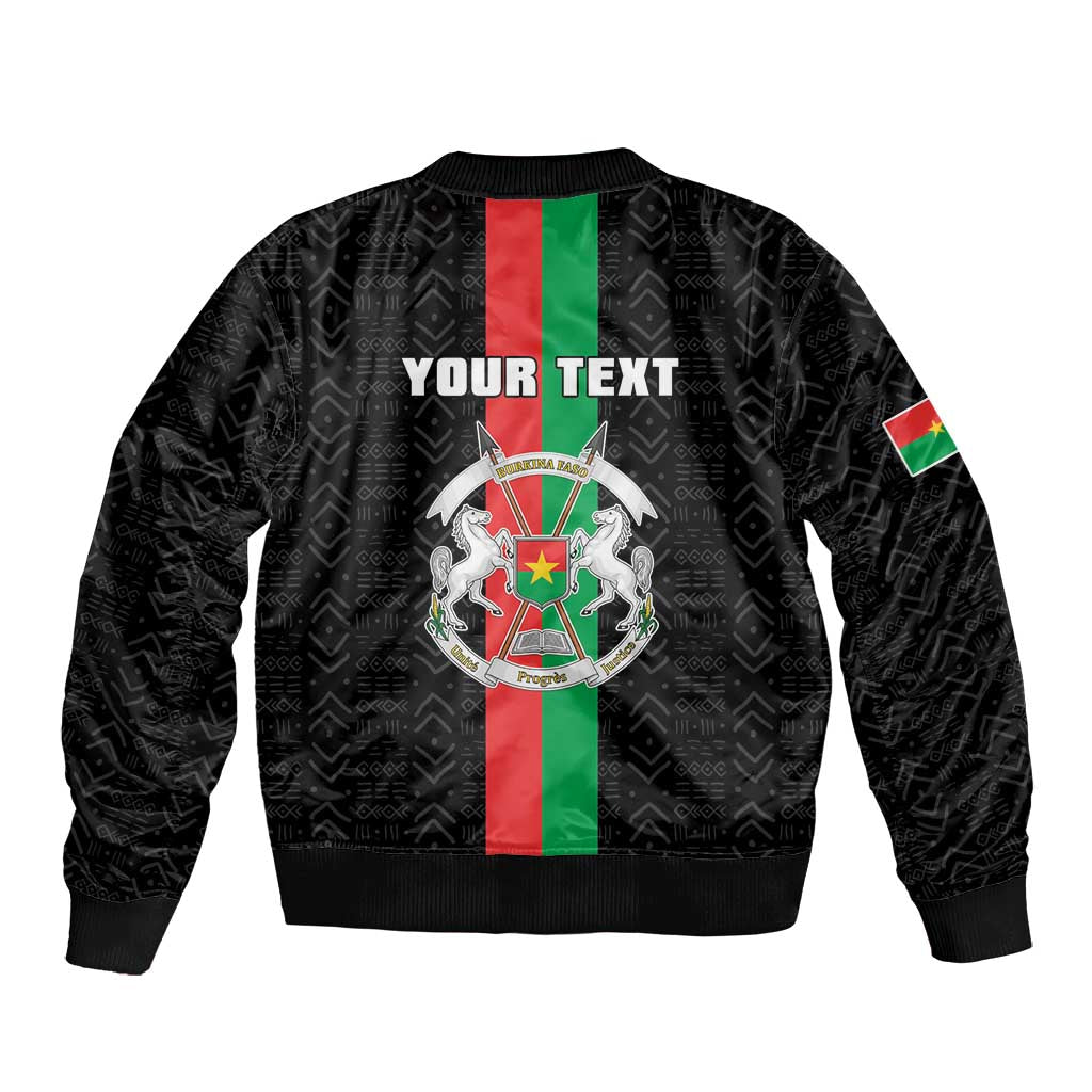 Personalized Burkina Faso Bomber Jacket Striped Black - Bogolan Pattern - African Pride