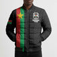 Personalized Burkina Faso Striped Bomber Puffer Jacket African Mud Cloth Pattern - Black