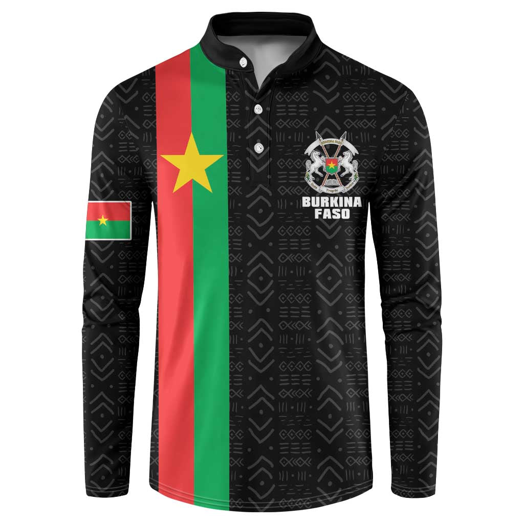 Personalized Burkina Faso Striped Button Sweatshirt African Mud Cloth Pattern - Black