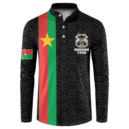 Personalized Burkina Faso Striped Button Sweatshirt African Mud Cloth Pattern - Black