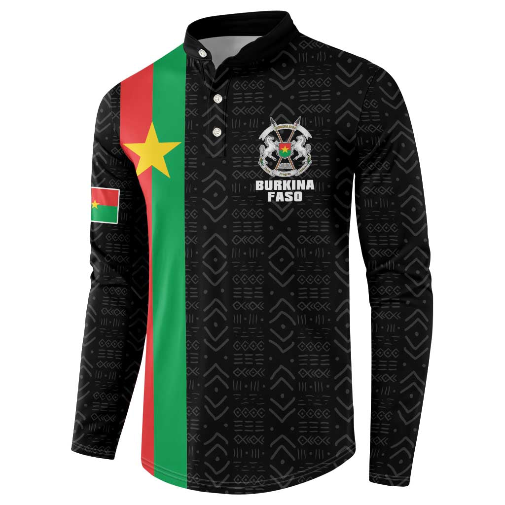Personalized Burkina Faso Striped Button Sweatshirt African Mud Cloth Pattern - Black