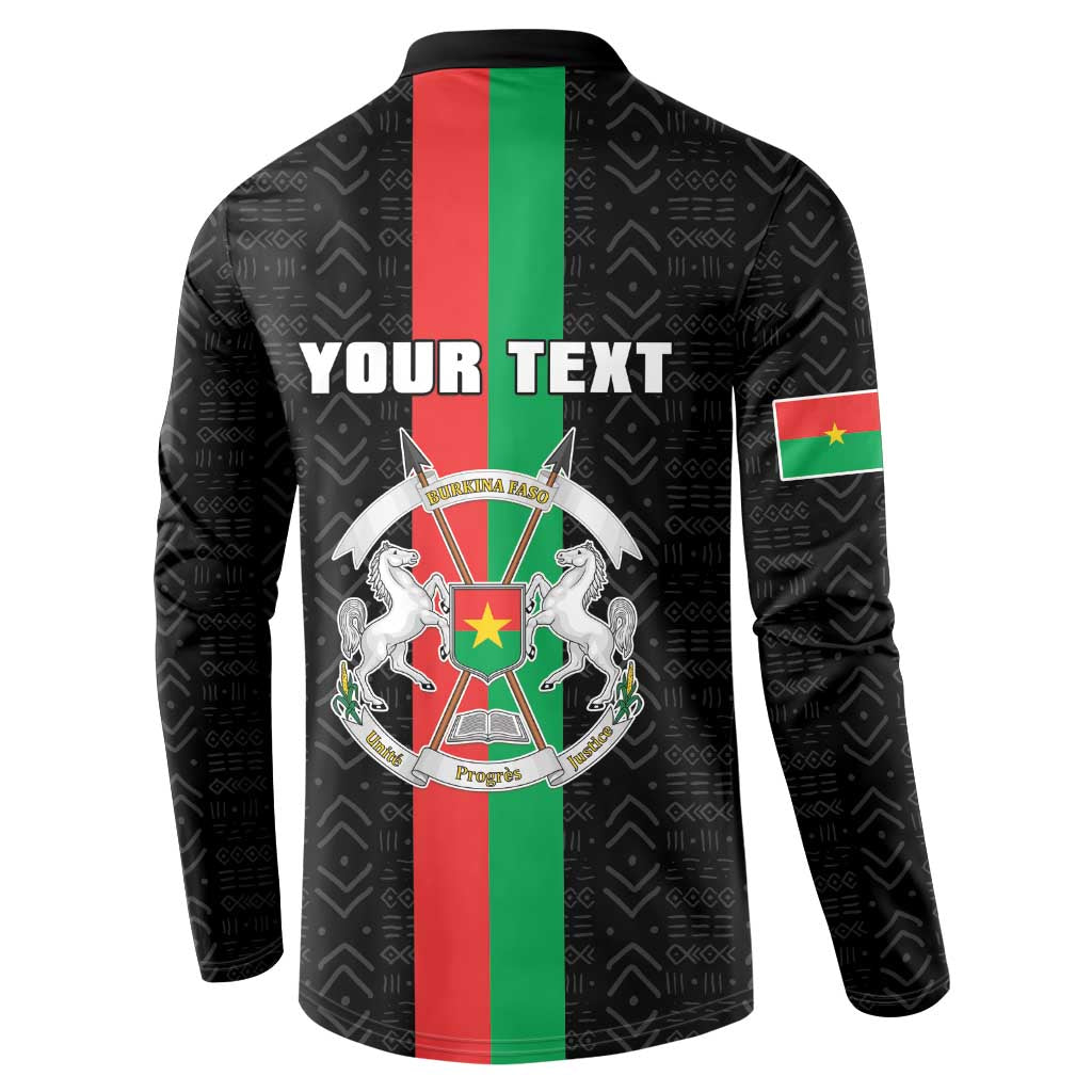 Personalized Burkina Faso Striped Button Sweatshirt African Mud Cloth Pattern - Black