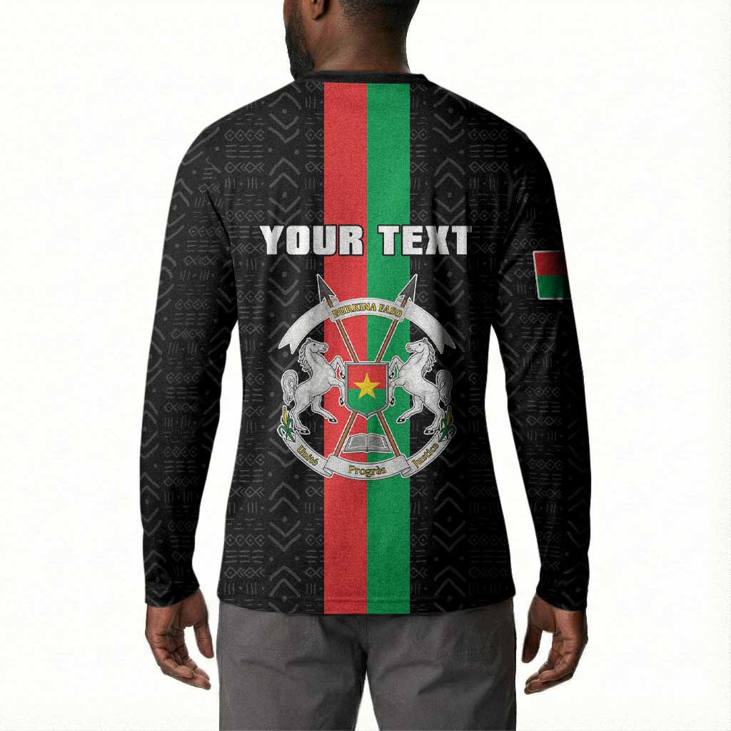 Personalized Burkina Faso Striped Button Sweatshirt African Mud Cloth Pattern - Black
