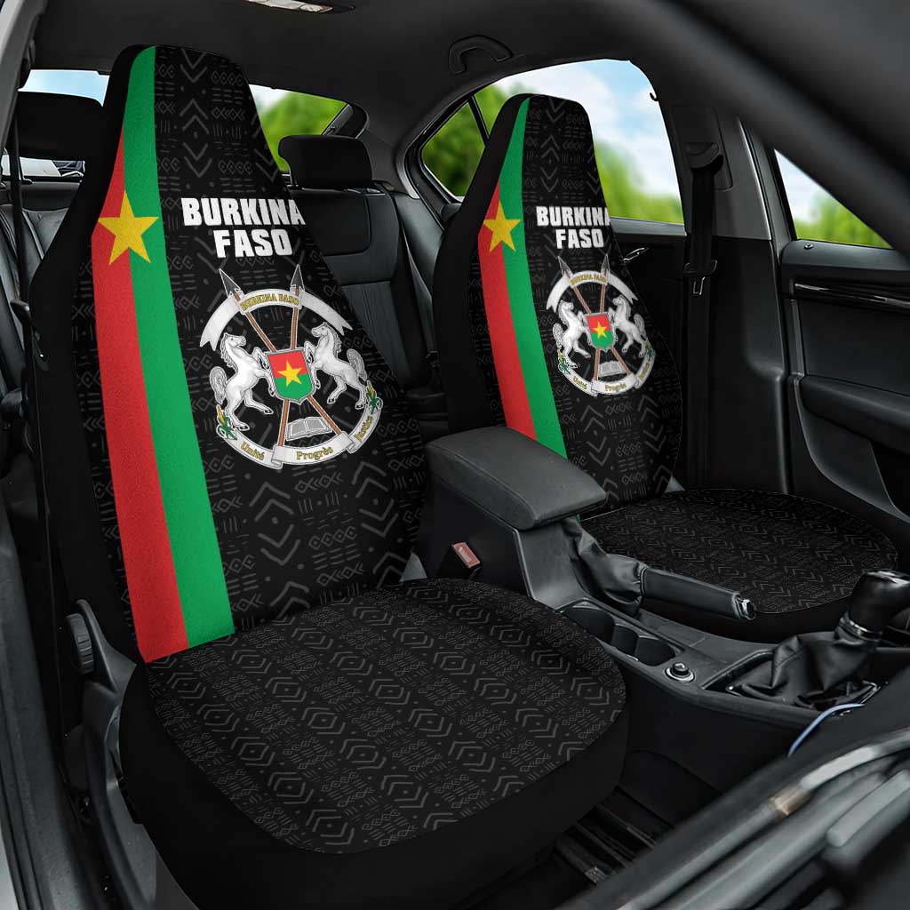 Burkina Faso Car Seat Cover Striped Black - Bogolan Pattern - African Pride