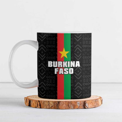 Personalized Burkina Faso Striped Ceramic Mug African Mud Cloth Pattern - Black