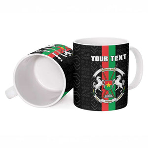 Personalized Burkina Faso Striped Ceramic Mug African Mud Cloth Pattern - Black