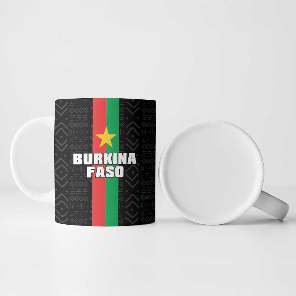 Personalized Burkina Faso Striped Ceramic Mug African Mud Cloth Pattern - Black