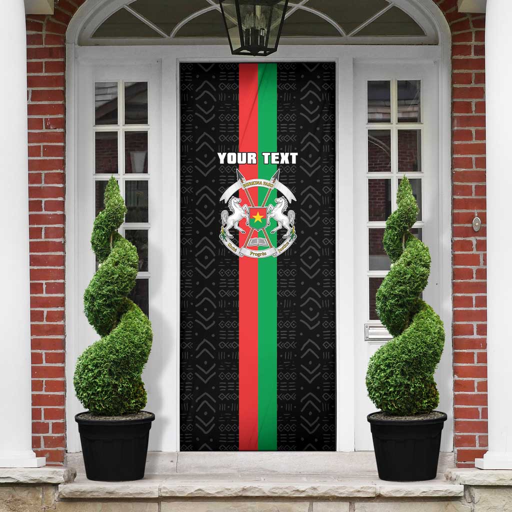 Personalized Burkina Faso Striped Door Cover African Mud Cloth Pattern - Black